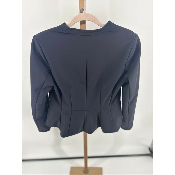 REBECCA TAYLOR Black Peplum Jacket Hook Eye Closure Blazer Women’s Size 6 - Picture 5 of 13